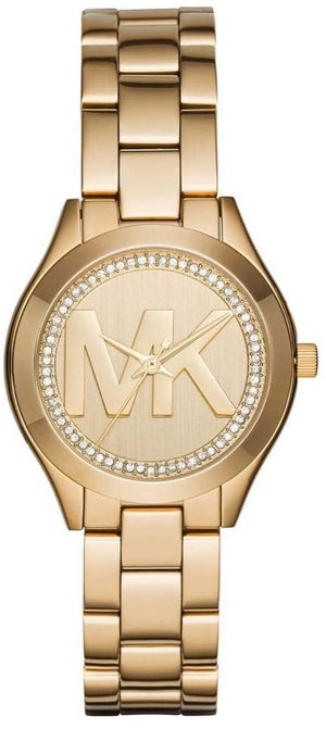 Buy Shop Michael Kors Slim Runway Gold Dial Gold Steel Strap Watch for Women - MK3477 USA Online
