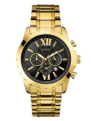 Buy Shop Guess Optic Multifunction Black Dial Gold Steel Strap Watch for Men - W0193G1 USA Online