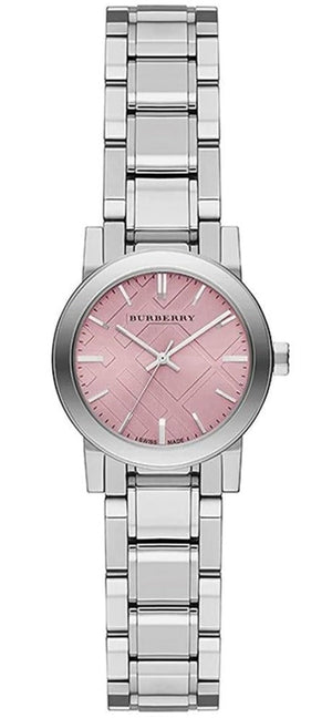 Burberry The City Diamonds Pink Dial Silver Steel Strap Watch for Women - BU9231