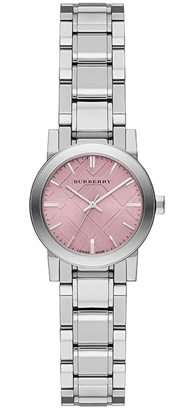 Buy Shop Burberry The City Diamonds Pink Dial Silver Steel Strap Watch for Women - BU9231 USA Online