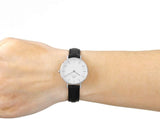 Buy Shop Daniel Wellington Classic Petite Sheffield White Dial Black Leather Strap Watch For Women - DW00100242 USA Online
