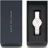 Buy Shop Daniel Wellington Classic Petite Dover White Dial White Nylon Strap Watch For Women - DW00100313 USA Online