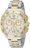 Buy Shop Versace Dylos Chronograph Silver Dial Two Tone Steel Strap Watch for Men - VQC030015 USA Online