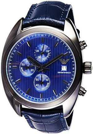 Buy Shop Emporio Armani Sportivo Chronograph Blue Dial Blue Leather Strap Watch For Men - AR6126 USA Online