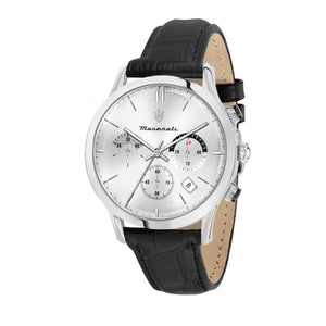 Buy Shop Maserati Ricordo Silver Dial Black Leather Strap Watch For Men - R8871633001 USA Online