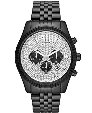 Buy Shop Michael Kors Lexington Chronograph Crystals Silver Dial Black Steel Strap Watch for Men - MK8605 USA Online