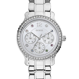 Buy Shop Guess Enchanting Diamonds Silver Dial Silver Steel Strap Watch for Women - W0305L1 USA Online