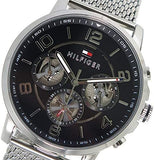 Buy Shop Tommy Hilfiger Chronograph Black Dial Silver Mesh Bracelet Watch for Men - 1791292 USA Online