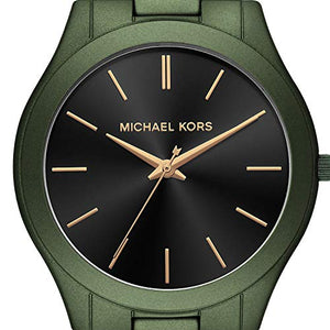 Buy Shop Michael Kors Slim Runway Quartz Black Dial Green Steel Strap Watch For Men - MK8715 USA Online
