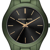 Buy Shop Michael Kors Slim Runway Quartz Black Dial Green Steel Strap Watch For Men - MK8715 USA Online