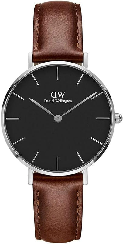 Buy Shop Daniel Wellington Classic Petite St Mawes Black Dial Brown Leather Strap Watch For Women - DW00100181 USA Online