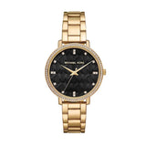 Buy Shop Michael Kors Pyper Three-Hand Black Dial Gold Steel Strap Watch For Women - MK4593 USA Online