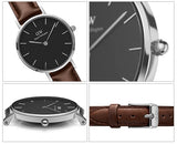 Buy Shop Daniel Wellington Classic Petite Bristol Black Dial Brown Leather Strap Watch For Women - DW00100233 USA Online