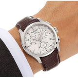 Tissot Couturier Chronograph White Dial Brown Leather Strap Watch For Men - T035.617.16.031.00