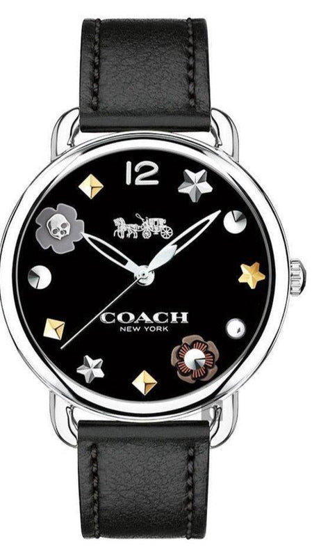 Buy Shop Coach Delancey Black Dial Black Leather Strap Watch for Women - 14502780 USA Online