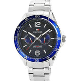 Buy Shop Tommy Hilfiger Erik Chronograph Blue Dial Silver Steel Strap Watch for Men - 1791366 USA Online