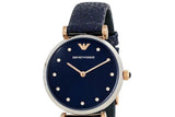 Buy Shop Emporio Armani Gianni T Bar Analog Blue Dial Black Leather Strap Watch For Women - AR1989 USA Online