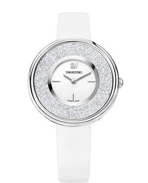 Swarovski Crystalline Pure White Dial White Leather Strap Watch for Women - 5275046