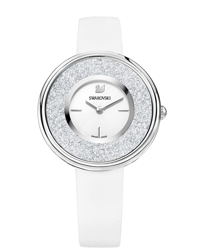 Buy Shop Swarovski Crystalline Pure White Dial White Leather Strap Watch for Women - 5275046 USA Online
