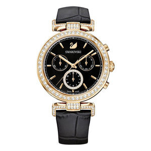 Buy Shop Swarovski Era Journey Chronograph Black Dial Black Leather Strap Watch for Women - 5295320 USA Online