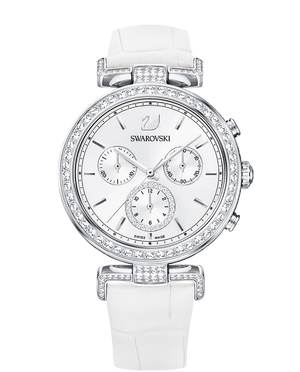 Buy Shop Swarovski Era Journey Silver Dial White Leather Strap Watch for Women - 5295346 USA Online