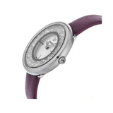 Swarovski Crystalline Silver Dial Purple Leather Strap Watch for Women - 5295355