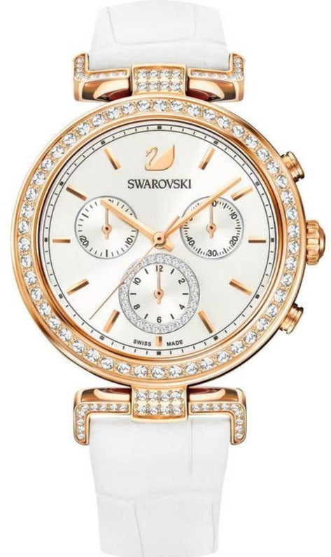 Buy Shop Swarovski Era Journey Silver Dial White Leather Strap Watch for Women - 5295369 USA Online