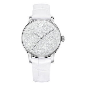 Buy Shop Swarovski Crystalline Hours Silver Dial White Leather Strap Watch for Women - 5295383 USA Online