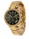 Buy Shop Michael Kors Parker Chronograph Green Dial Gold Steel Strap Watch for Women - MK6263 USA Online