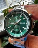 Buy Shop Hugo Boss Globetrotter Green Dial Silver Steel Strap Watch for Men - 1513930 USA Online