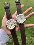 Buy Shop Fossil Grant Chronograph White Dial Brown Leather Strap Watch for Men - FS4991 USA Online