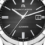 Maurice Lacroix Aikon Date Automatic Black Dial Black Leather Strap Watch For Men - AI6008-SS001-330-1