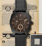 Buy Shop Fossil Machine Chronograph Black Dial Black Leather Strap Watch for Men - FS5586 USA Online