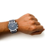 Buy Shop Emporio Armani Luigi Chronograph Blue Dial Black Leather Strap Watch For Men - AR1736 USA Online