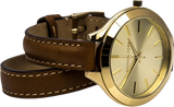 Buy Shop Michael Kors Runway Gold Dial Brown Leather Strap Watch For Women - MK2256 USA Online