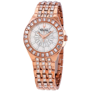 Buy Shop Bulova Phantom White Dial with Swarovski Baguettes Rose Gold Steel Strap Watch for Women - 98L268 USA Online