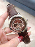 Bulova Classic Skeleton Automatic Brown Dial Brown Leather Strap Watch for Men - 96A120