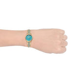 Buy Shop Michael Kors Petite Runway Mercer Blue Dial Gold Steel Strap Watch For Women - MK6673 USA Online