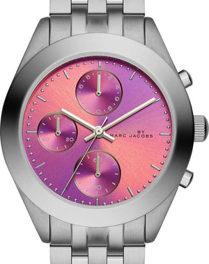 Buy Shop Marc Jacobs Peeker Chronograph Pink Dial Silver Steel Strap Watch for Women - MBM3372 USA Online