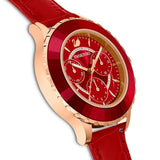 Buy Shop Swarovski Octea Lux Chrono Red Dial Red Leather Strap Watch for Men - 5646975 USA Online