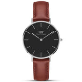 Buy Shop Daniel Wellington Classic Petite St Mawes Black Dial Brown Leather Strap Watch For Women - DW00100181 USA Online