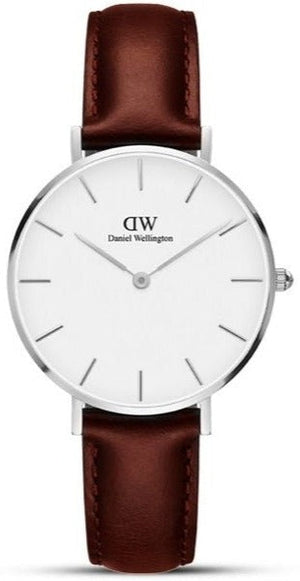 Buy Shop Daniel Wellington Classic Petite St Mawes White Dial Brown Leather Strap Watch For Women - DW00100187 USA Online