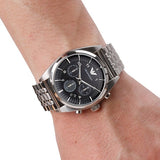 Buy Shop Emporio Armani Franco Black Dial Silver Steel Strap Watch For Men - AR0373 USA Online