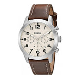Buy Shop Fossil Pilot Chronograph White Dial Brown Leather Strap Watch for Men - FS5146 USA Online