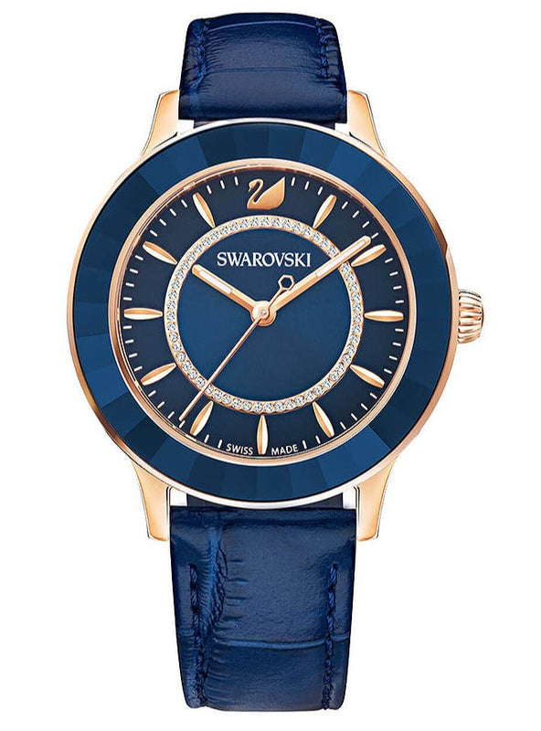 Buy Shop Swarovski Octea Lux Blue Dial Blue Leather Strap Watch for Women - 5414413 USA Online