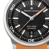 Maurice Lacroix Pontos S Diver Black Dial Orange Rubber Strap Watch For Men - PT6248-SS00L-330-J