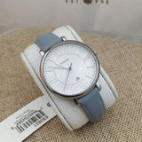 Buy Shop Fossil Jacqueline White Dial Light Blue Leather Strap Watch for Women - ES3821 USA Online