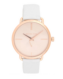 Buy Shop Michael Kors Portia Rose Gold Dial White Leather Strap Watch For Women - MK2660 USA Online