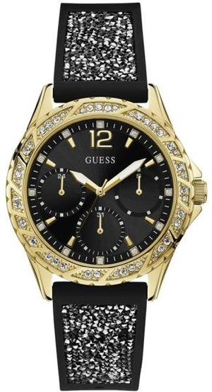 Buy Shop Guess Swirl Quartz Black Dial Black Silicone Strap Watch for Women - W1096L3 USA Online