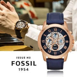 Buy Shop Fossil Grant Automatic Blue Dial Blue Leather Strap Watch for Men - ME3029 USA Online